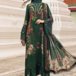 3 Piece Unstitched Embroidered Linen Suit