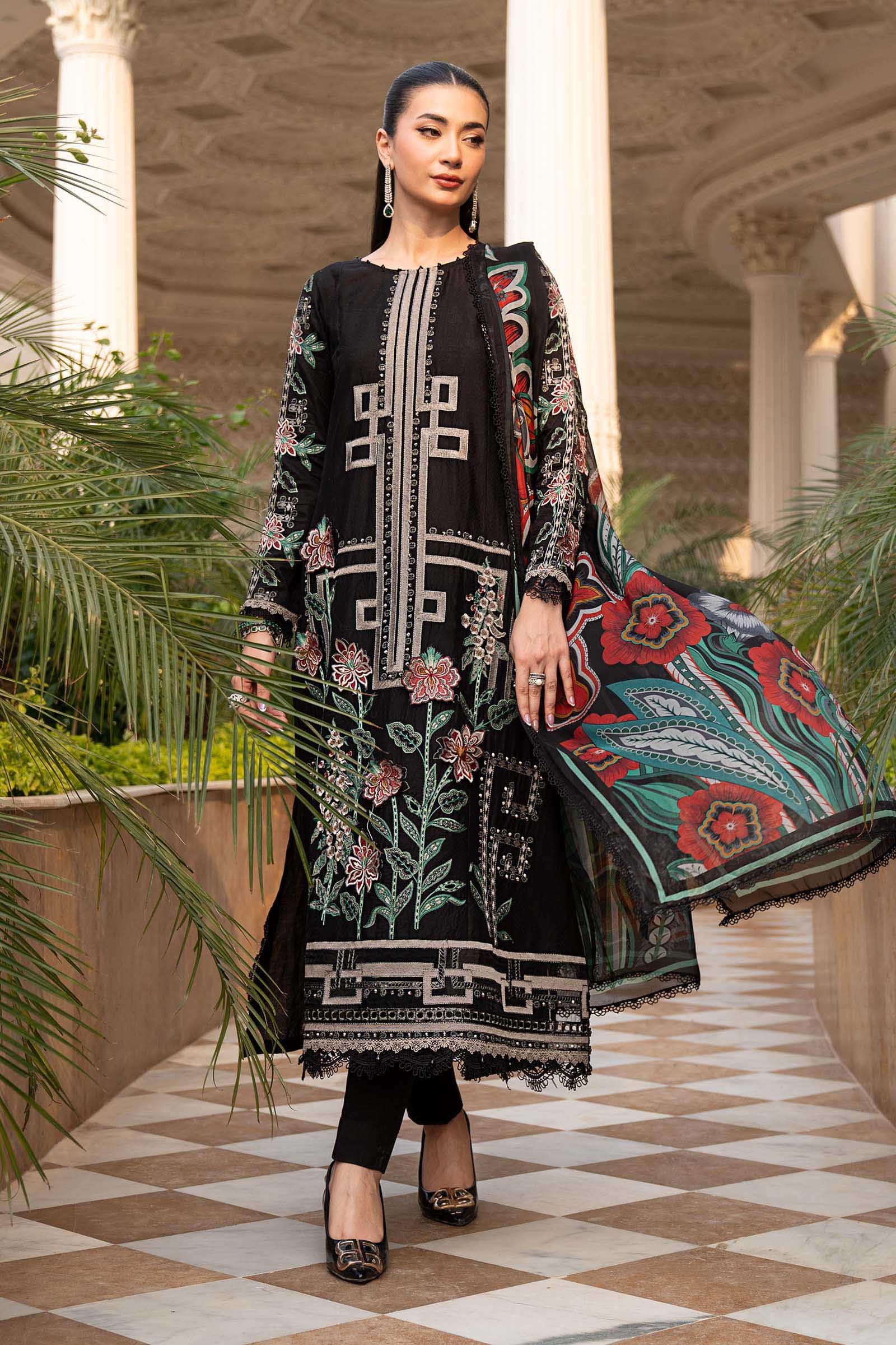 3 Piece Embroidered Jacquard Lawn Suit