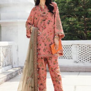 3 Piece Unstitched Embroidered Linen Suit
