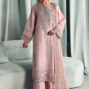 3 Piece Embroidered Tissue Silk Suit