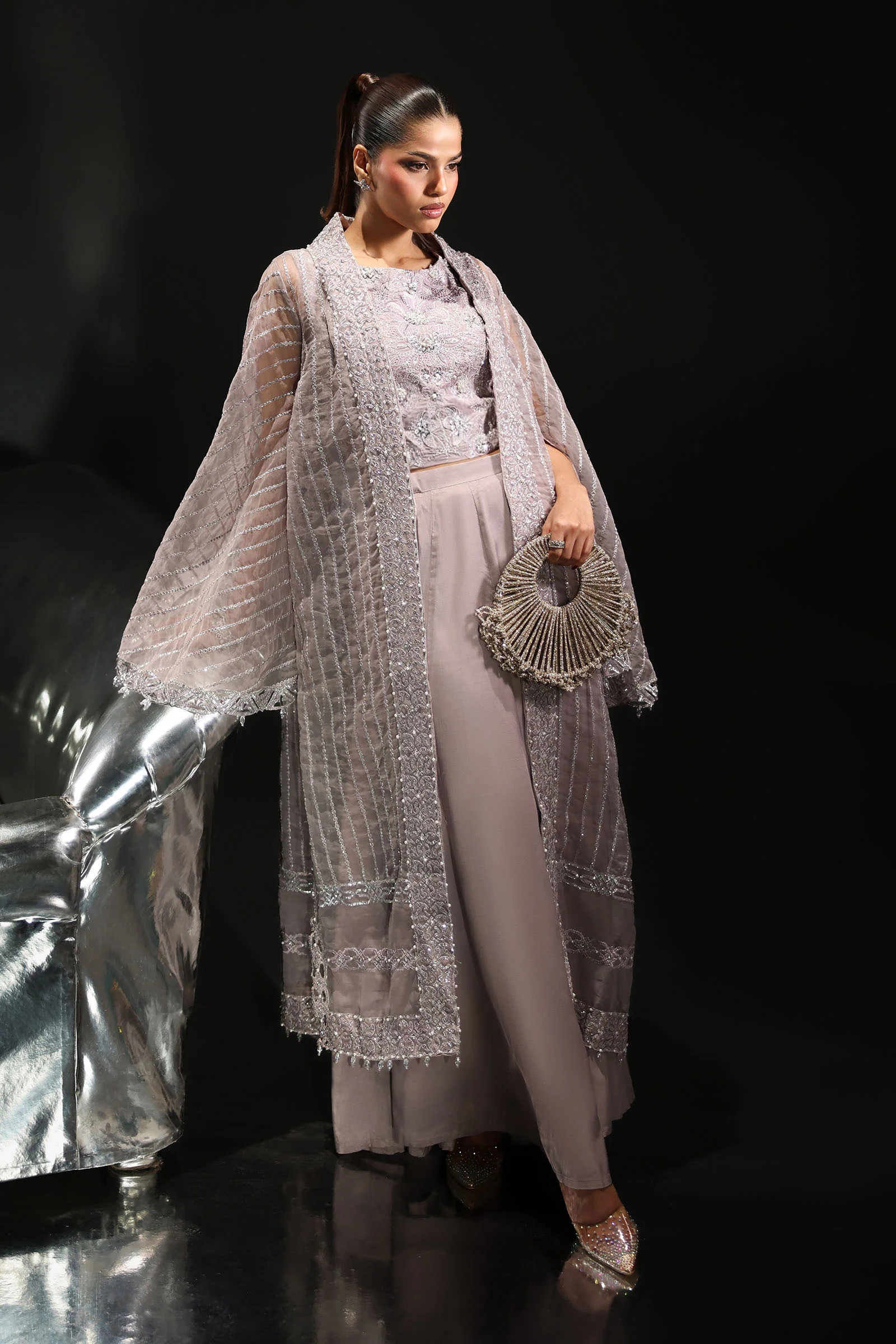 3 Piece Embroidered Organza Suit - Image 2